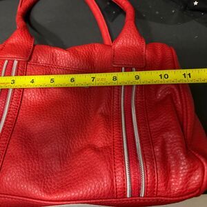 Nine West Red Satchel Handbag, Pebbled Faux Leather Zip-Top Shoulder Purse